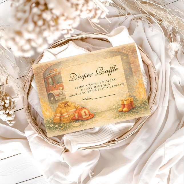 Cute Little Firefighter Diapper Raffle Enclosure Card (Creator Uploaded)