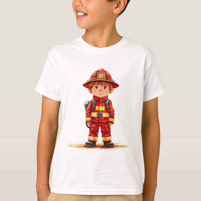 👨‍🚒 Cute Little Fireman Hero Kids Gift 🚒✨ T-Shirt (Front)