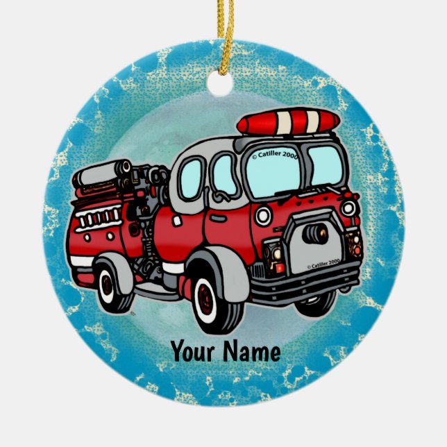 Cute Little Firetruck firefighters ornament (Front)
