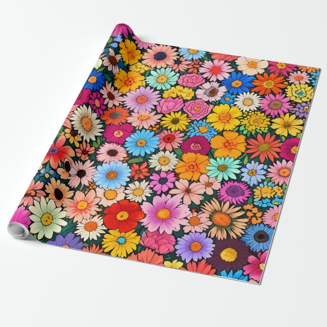 Cute little flower heads wrapping paper (Unrolled)