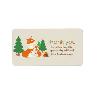 Cute Little Fox and Mum Thank You Label