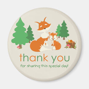 Cute Little Fox and Mum Thank You Magnet