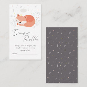 Cute Little Fox Baby Shower Diaper Raffle Enclosure Card