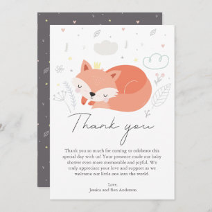 Cute Little Fox Baby Shower Thank You Card