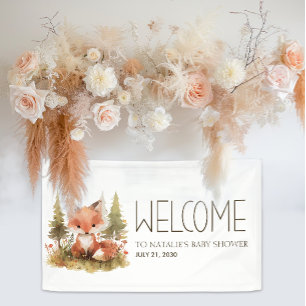Cute Little Fox Baby Shower Welcome Banner