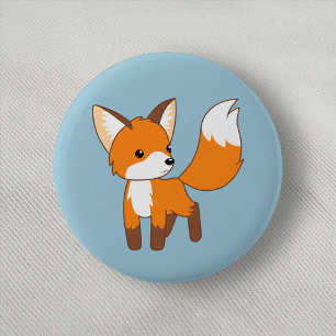 Cute Little Fox Blue 6 Cm Round Badge