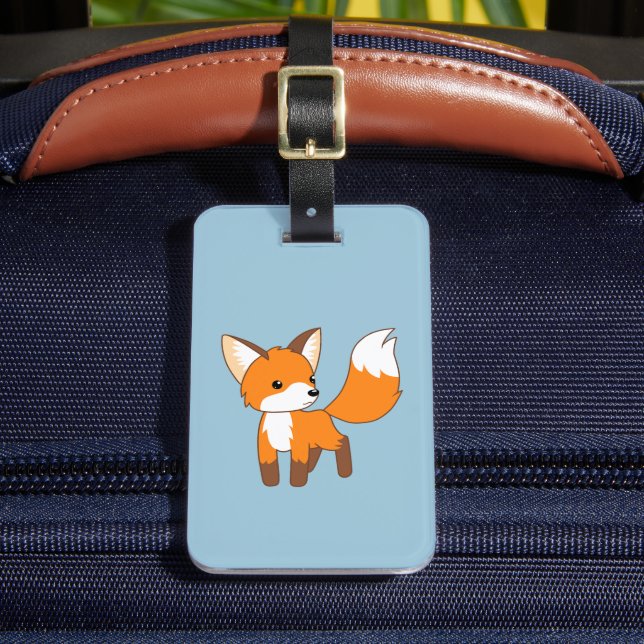 Cute Little Fox Blue Luggage Tag (Front Insitu 2)