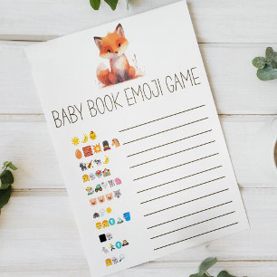 Cute Little Fox Book Emoji Baby Shower Game Poster