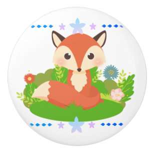 Cute Little Fox Ceramic Knob