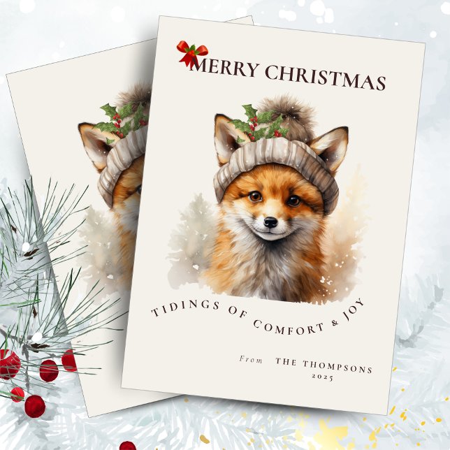 Cute Little Fox Christmas Greetings Card (Creator Uploaded)