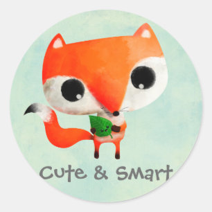Cute Little Fox Classic Round Sticker