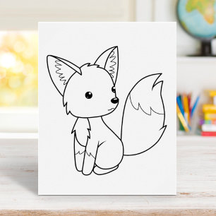 Cute Little Fox Colouring Page Poster