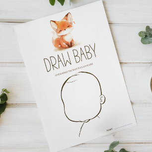Cute Little Fox Draw Baby Baby Shower Game Poster