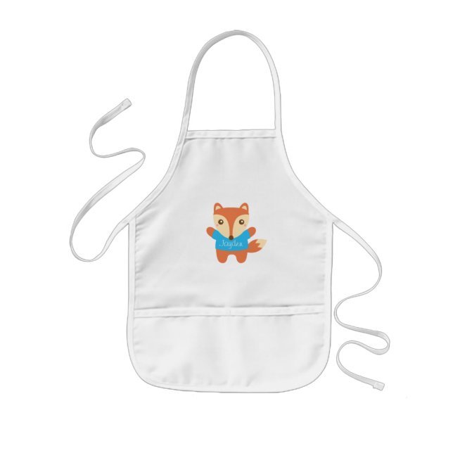 Cute Little Fox Kids Name Apron (Front)
