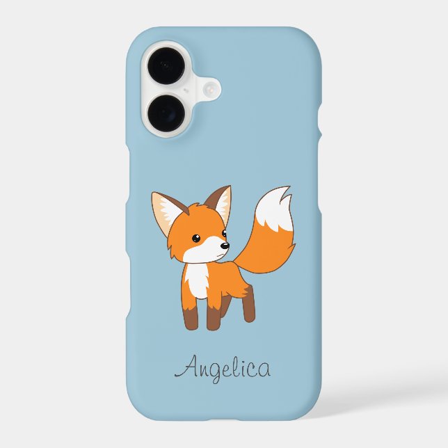 Cute Little Fox on Blue (Back)