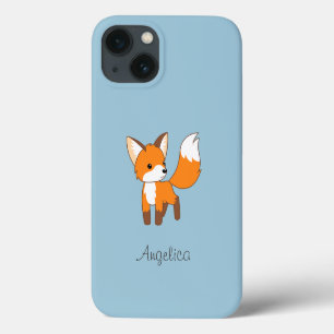 Cute Little Fox on Blue iPhone 13 Case