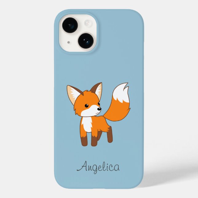 Cute Little Fox on Blue Case-Mate iPhone Case (Back)