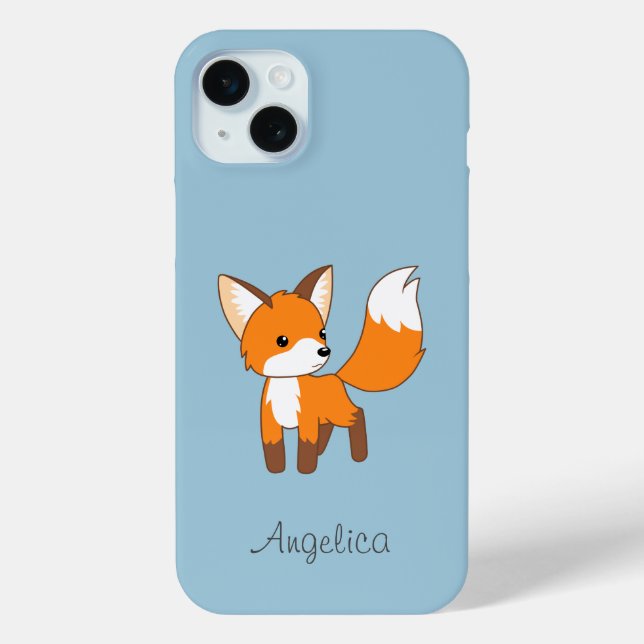 Cute Little Fox on Blue Case-Mate iPhone Case (Back)