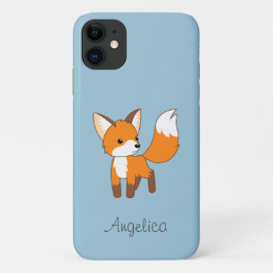 Cute Little Fox on Blue Case-Mate iPhone Case