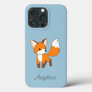 Cute Little Fox on Blue iPhone 13 Pro Case