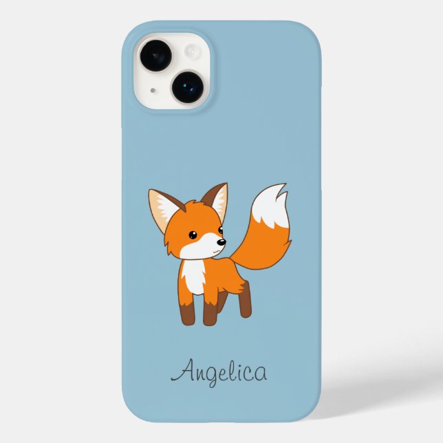 Cute Little Fox on Blue Case-Mate iPhone Case (Back)