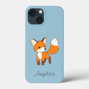 Cute Little Fox on Blue iPhone 13 Mini Case