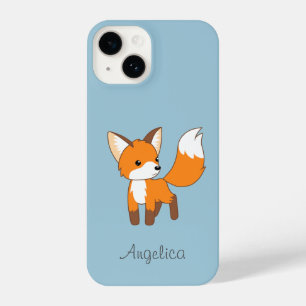 Cute Little Fox on Blue iPhone 14 Case