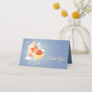Cute little fox on the moon thank you  place card