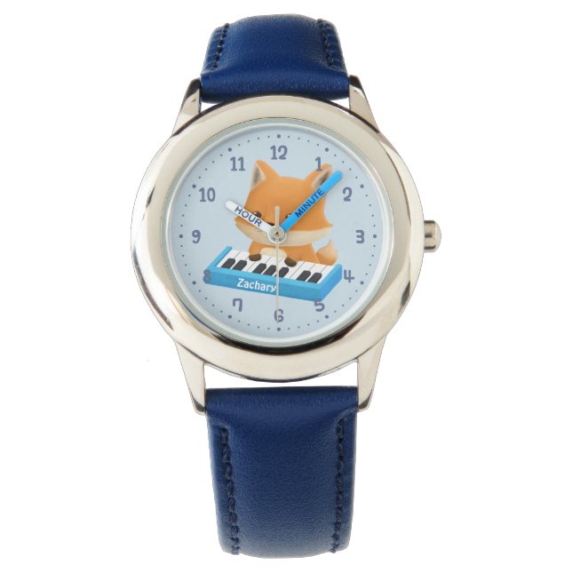 Cute Little Fox on the Piano Kids Watch (Front)