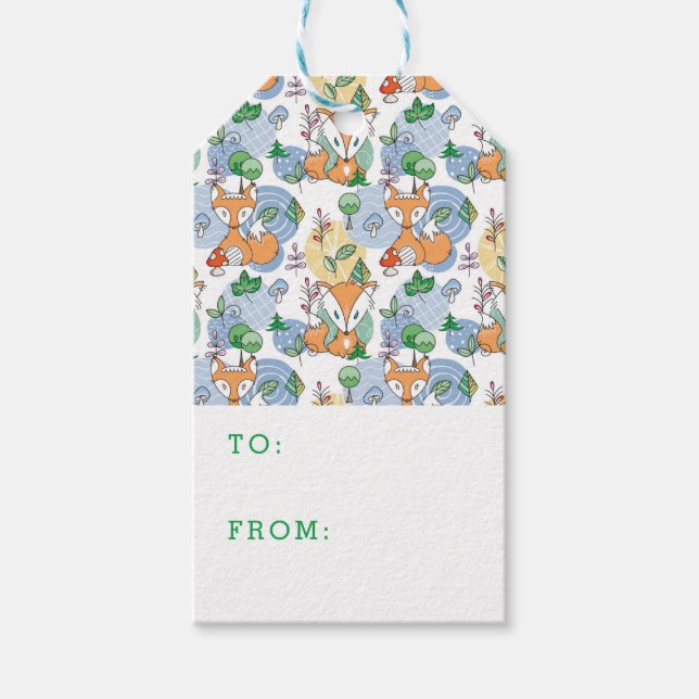 Cute Little Fox Pattern Gift Tags (Front)