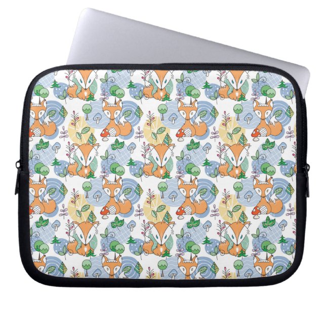 Cute Little Fox Pattern Laptop Sleeve (Front)
