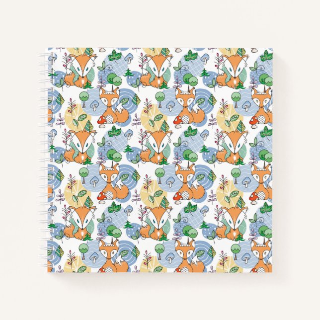 Cute Little Fox Pattern Notebook (Front)
