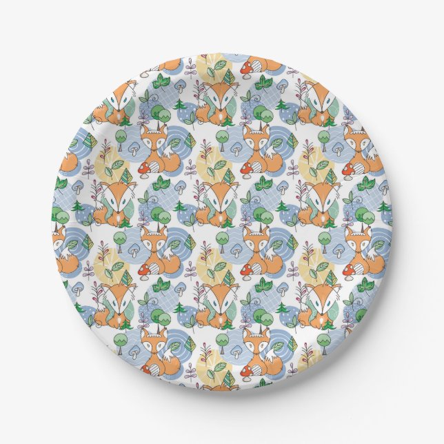 Cute Little Fox Pattern Paper Plate (Front)