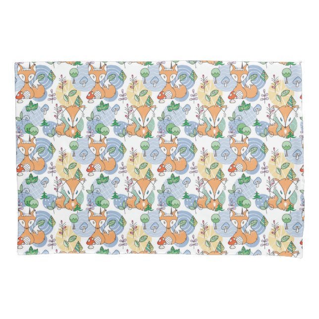 Cute Little Fox Pattern Pillowcase (Front-Left)