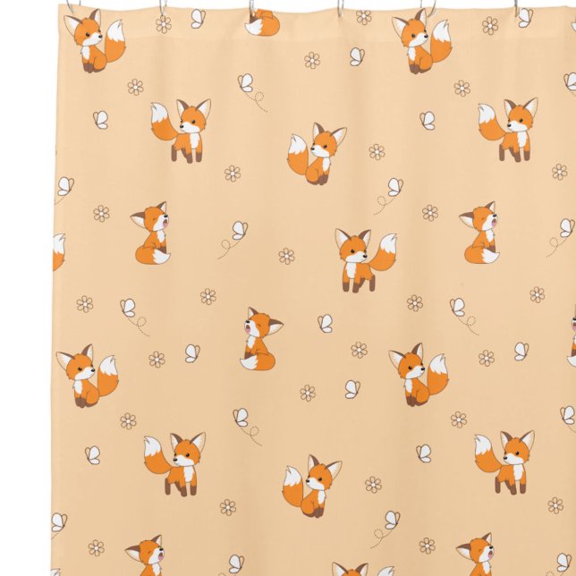 Cute Little Fox Peach Pattern Shower Curtain (Creator Uploaded)