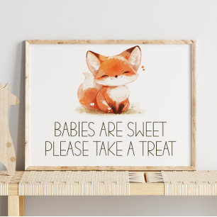 Cute Little Fox Plaid Baby Shower Sweet Favour Sig Poster