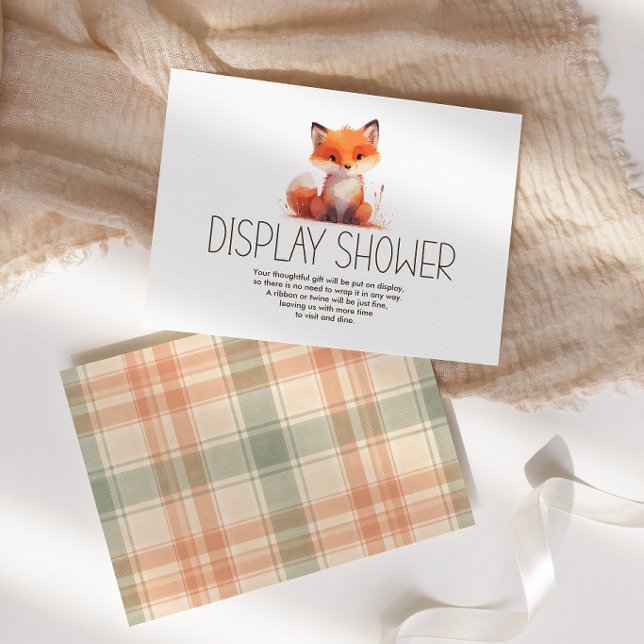 Cute Little Fox Plaid Display Baby Shower Enclosure Card (Creator Uploaded)