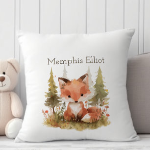 Cute Little Fox Plaid New Baby Shower Nursery Gift Cushion