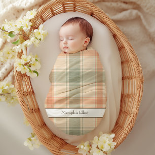 Cute Little Fox Plaid New Baby Shower Nursery Gift Fleece Blanket