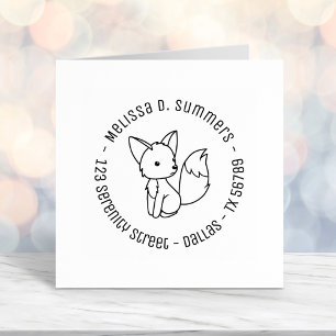 Cute Little Fox Round Address 2 Self-inking Stamp
