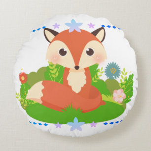 Cute Little Fox Round Cushion