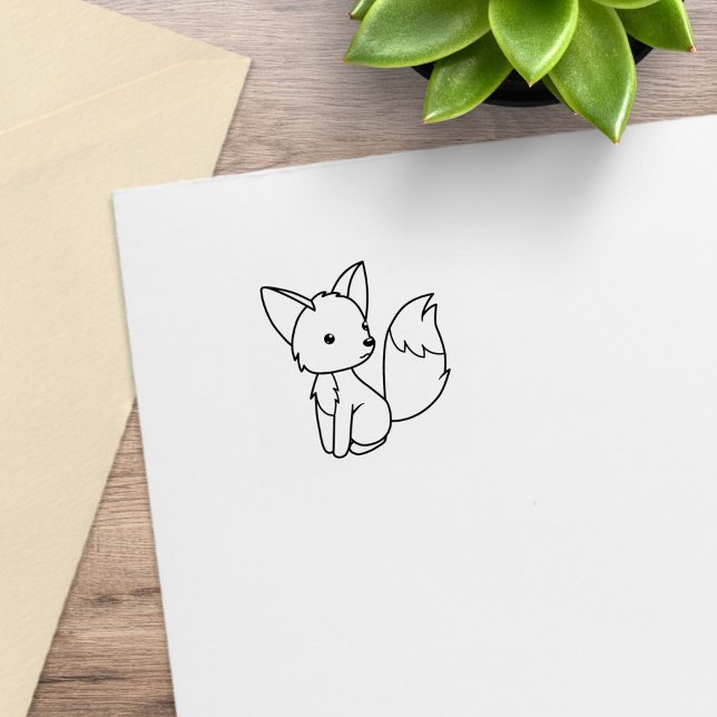 Cute Little Fox Sitting 1x1 Rubber Stamp (Creator Uploaded)
