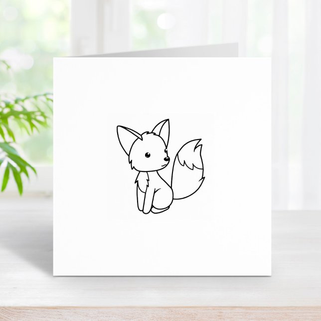 Cute Little Fox Sitting 1x1 Rubber Stamp (Creator Uploaded)