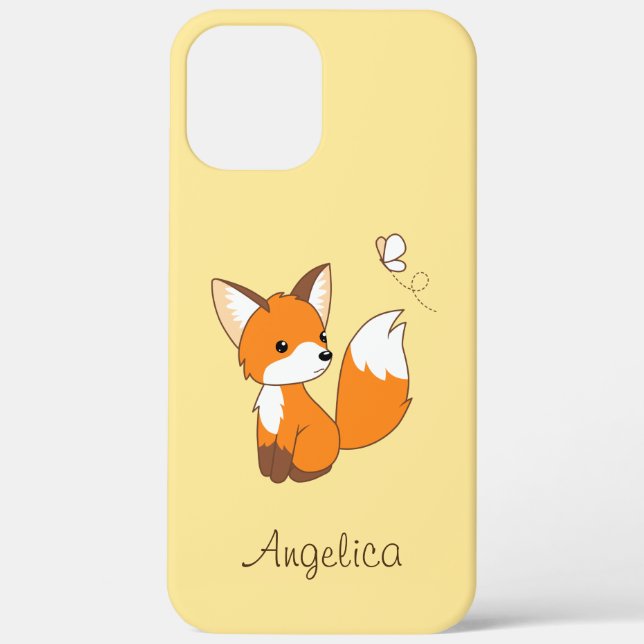 Cute Little Fox Watching Butterfly Case-Mate iPhone Case (Back)