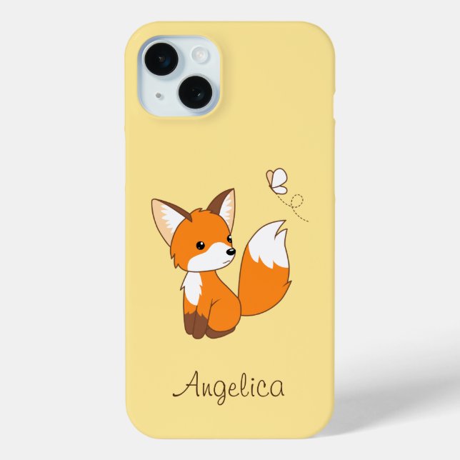 Cute Little Fox Watching Butterfly Case-Mate iPhone Case (Back)