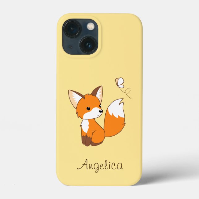 Cute Little Fox Watching Butterfly Case-Mate iPhone Case (Back)