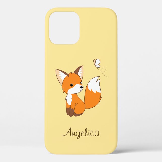 Cute Little Fox Watching Butterfly Case-Mate iPhone Case (Back)