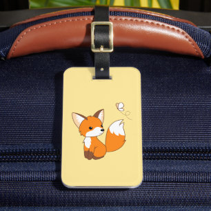 Cute Little Fox Watching Butterfly Luggage Tag