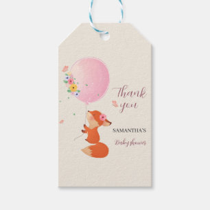 Cute little fox with pink balloon Gift Tag
