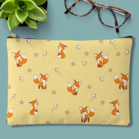 Cute Little Foxes Pattern on Yellow